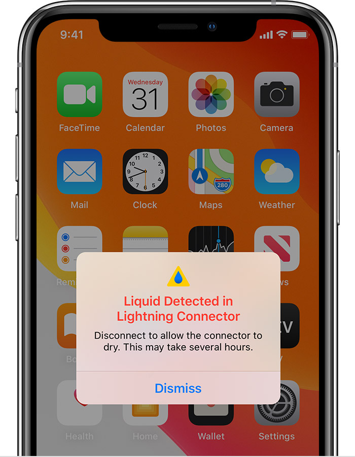 友谊苹果手机维修分享iPhone 12 在充电时出现 “闪电接口检测到液体”的提示怎么办 